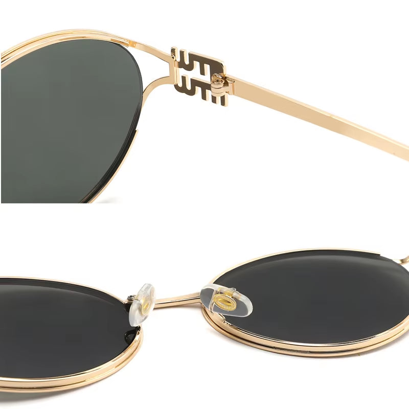 Fashion Brand Sunglasses Retro Small Frame Woman Man Metal Cat Eye Glasses Shades UV Protection Sun Glasses with Box