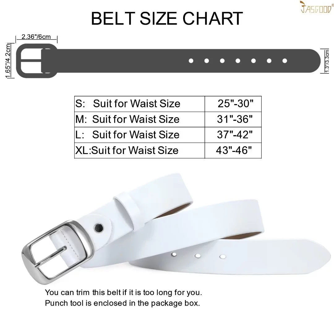 Women Leather Belts for Jeans Pants Dress Ladies Fashion White Belt