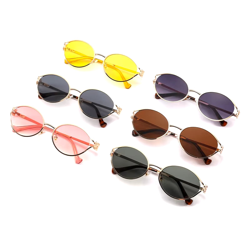 Fashion Brand Sunglasses Retro Small Frame Woman Man Metal Cat Eye Glasses Shades UV Protection Sun Glasses with Box